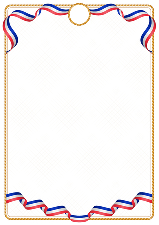 Frame and border of ribbon with the colors of the France flag, template elements for your certificate and diplomaのイラスト素材