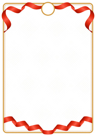 Frame and border of ribbon with the colors of the Hong Kong flag, template elements for your certificate and diplomaのイラスト素材