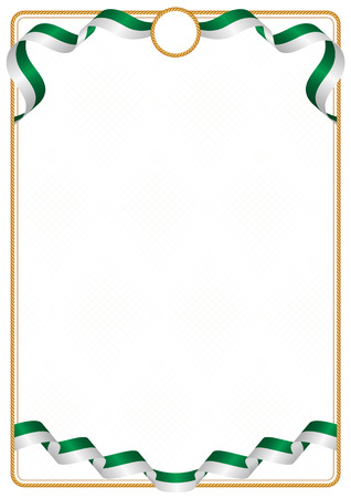 Frame and border of ribbon with the colors of the Algeria flag, template elements for your certificate and diplomaのイラスト素材