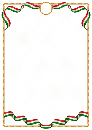 Frame and border of ribbon with the colors of the Tajikistan flag, template elements for your certificate and diplomaのイラスト素材