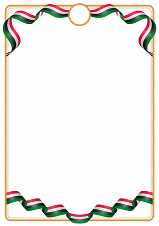 Frame and border of ribbon with the colors of the Sudan flag, template elements for your certificate and diplomaのイラスト素材