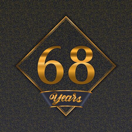 Golden number  sixty-eight years (68 years) celebration design. Anniversary golden number with luxury background for your birthday partyのイラスト素材