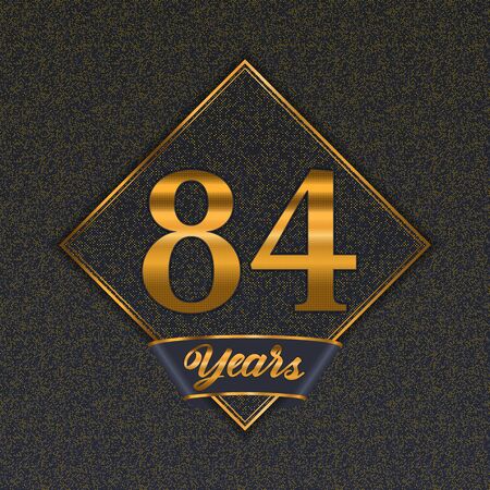 Golden number  eighty-four years (84 years) celebration design. Anniversary golden number with luxury background for your birthday partyのイラスト素材