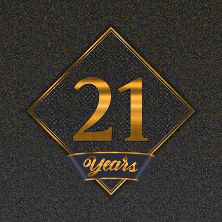 Golden number  twenty-one years (21 years) celebration design. Anniversary golden number with luxury background for your birthday partyのイラスト素材