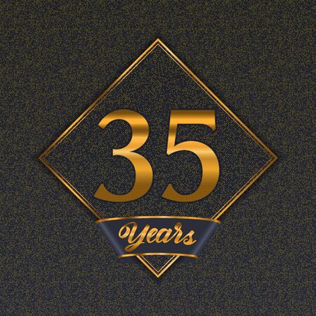 Golden number  thirty-five years (35 years) celebration design. Anniversary golden number with luxury background for your birthday partyのイラスト素材
