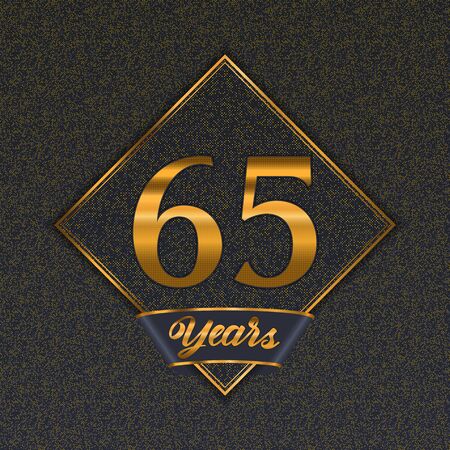 Golden number  sixty-five years (65 years) celebration design. Anniversary golden number with luxury background for your birthday partyのイラスト素材