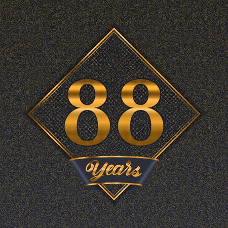 Golden number  eighty-eight years (88 years) celebration design. Anniversary golden number with luxury background for your birthday partyのイラスト素材