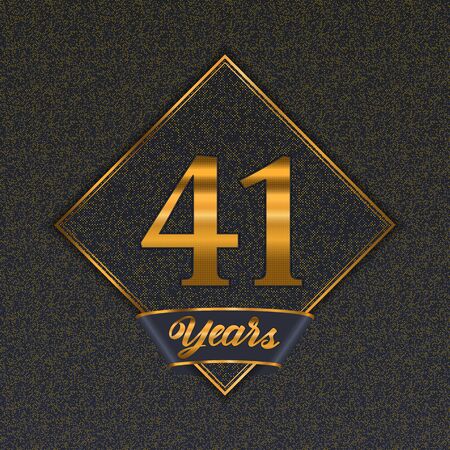 Golden number  forty-one years (41 years) celebration design. Anniversary golden number with luxury background for your birthday partyのイラスト素材