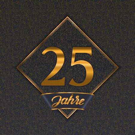 German golden number twenty-five years (25 years) celebration design. Anniversary golden number with luxury backgrounds for your birthday partyのイラスト素材