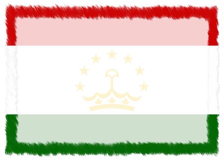 Border made with Tajikistan national flag. Brush stroke frame. Template elements for your certificate and diploma. Horizontal orientation.の写真素材