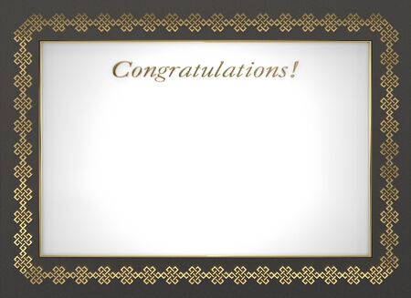 Award Board with vintage endless pattern and the words "Congratulations". 3D illustration.の写真素材
