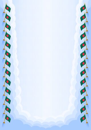 Vertical  frame and border with Bangladesh flag, template elements for your certificate and diploma. Vector.のイラスト素材