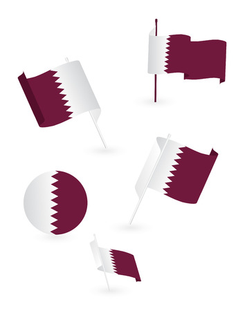 Flag of the State of Qatar for the celebration of the National Day , inscription in Arabic translation : Qatar.のイラスト素材