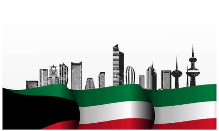 Vector illustration of Kuwait Happy National Day 25 Februay. arabic calligraphy translation: kuwait national day background.のイラスト素材