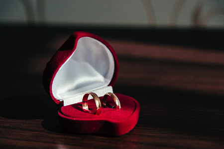 Wedding rings in a red box