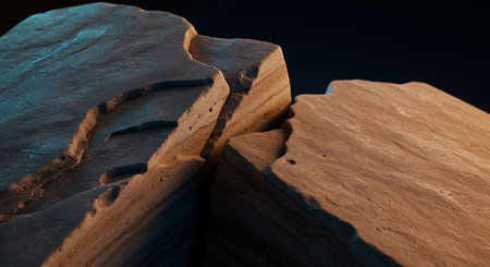 Intriguing layered rock formation with rich textures and neutral tones, perfect for geological visualizations or adding an organic element to contemporary designs.の素材