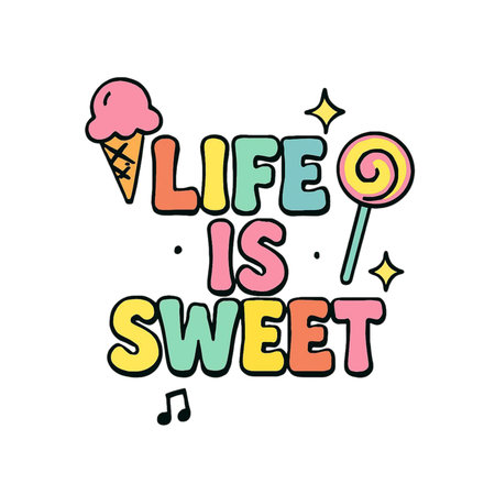 Life is sweet. Hand drawn lettering phrase. Vector illustration.の素材