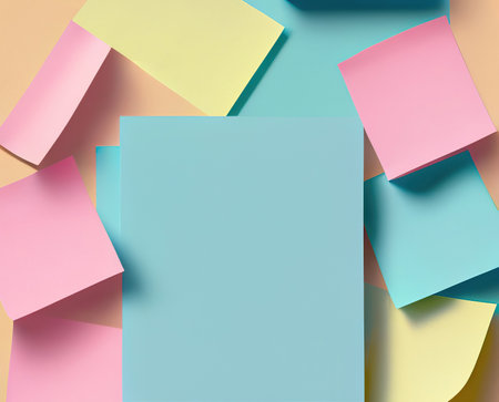 Colorful sticky notes background with copy space for message or content.の写真素材