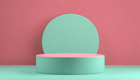Minimalist Podium for Product Display on Pastel Backgroundの素材