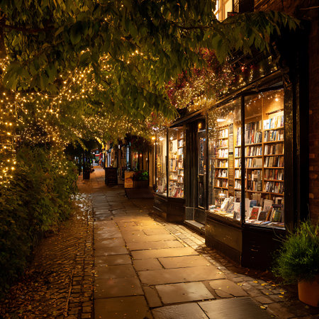 Night view of a narrow street in London.の素材