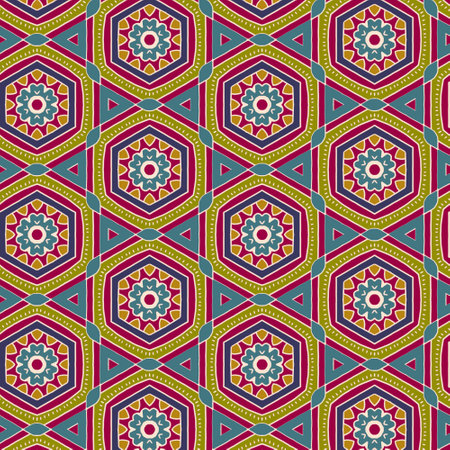 Seamless vector abstract pattern. symmetrical geometric background with repeating elementsの写真素材