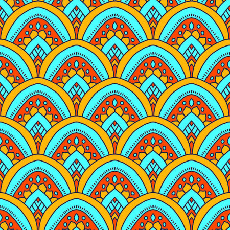 Ethnic boho seamless pattern. Colorful ornamental background. Abstract geometric patternの写真素材