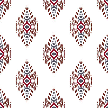 Ikat geometric folklore ornament with diamonds. Tribal ethnic vector texture. Seamless striped pattern in Aztec style. Folk embroidery. Indian, Scandinavian, Gypsy, Mexican, African rug.の写真素材