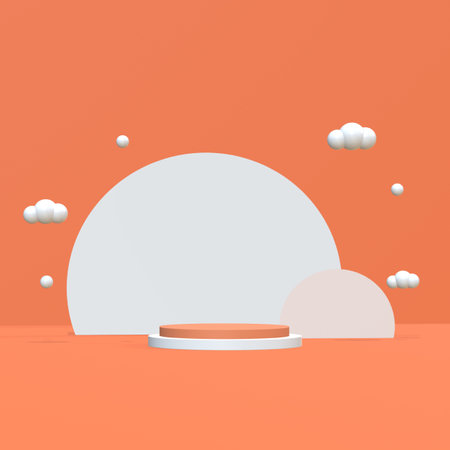 Abstract minimal scene with geometrical forms. 3d render, 3d illustrationの写真素材