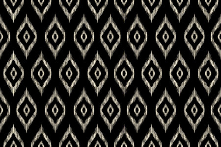 Ikat geometric folklore ornament with diamonds. Tribal ethnic vector texture. Seamless striped pattern in Aztec style. Folk embroidery. Indian, Scandinavian, Gypsy, Mexican, African rug.の写真素材