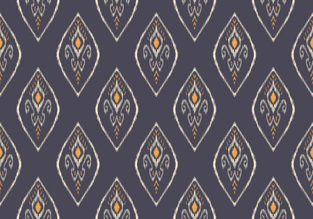 Ikat geometric folklore ornament with diamonds. Tribal ethnic vector texture. Seamless striped pattern in Aztec style. Folk embroidery. Indian, Scandinavian, Gypsy, Mexican, African rug.の写真素材