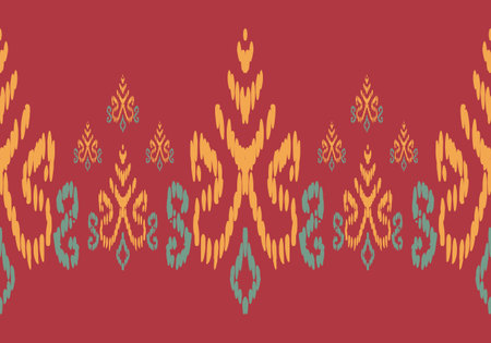 Ikat geometric folklore ornament. Oriental vector damask pattern. Ancient art of Arabesque. Tribal ethnic texture. Spanish motif on the carpet. Aztec style. Indian rug. Gypsy, Mexican embroidery.の写真素材