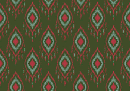 Ikat geometric folklore ornament with diamonds. Tribal ethnic vector texture. Seamless striped pattern in Aztec style. Folk embroidery. Indian, Scandinavian, Gypsy, Mexican, African rug.の写真素材