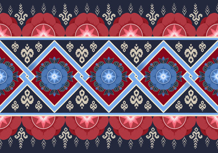 Ethnic floral seamless pattern. Abstract kaleidoscope fabric design texture