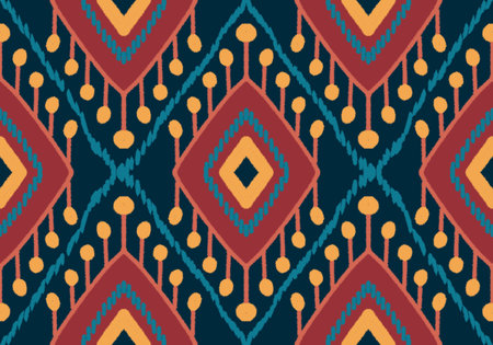 Ikat geometric folklore ornament with diamonds. Tribal ethnic vector texture. Seamless striped...