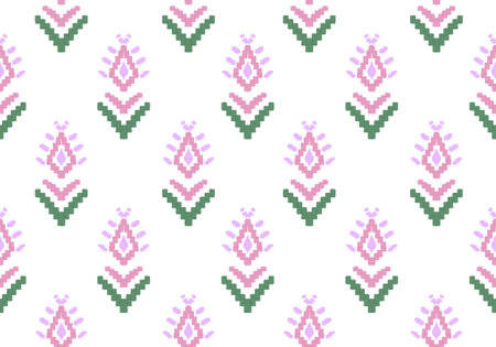 Seamless geometric pattern with rhombus and flowers. Vector illustration.の写真素材
