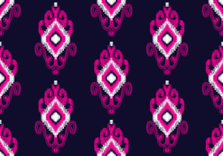 Ikat geometric folklore ornament with diamonds. Tribal ethnic vector texture. Seamless striped pattern in Aztec style. Folk embroidery. Indian, Scandinavian, Gypsy, Mexican,の写真素材
