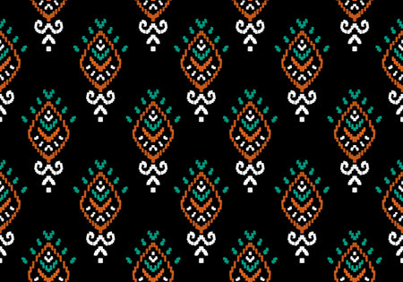 Embroidery geometric pattern. Seamless vector background. Tribal ethnic ornament.の写真素材