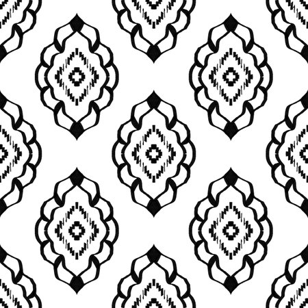 Seamless pattern with geometric ornament. Black and white background.の写真素材