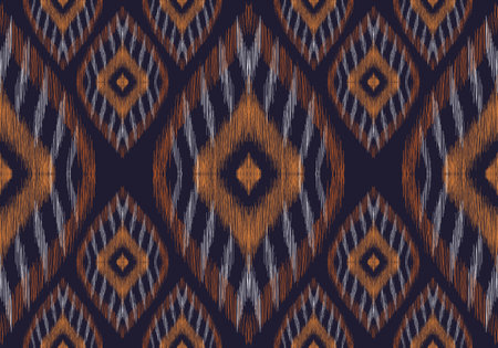 Ikat geometric folklore ornament with diamonds. Tribal ethnic vector texture. Seamless striped pattern in Aztec style. Folk embroidery. Indian, Scandinavian, Gypsy, Mexican, African rug.の写真素材