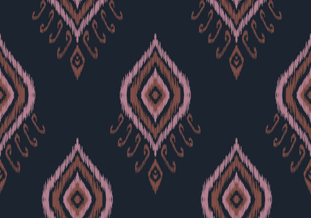 Ikat geometric folklore ornament with diamonds. Tribal ethnic vector texture. Seamless striped pattern in Aztec style. Folk embroidery. Indian, Scandinavian, Gypsy, Mexican, African rug.の写真素材