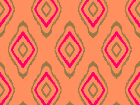 Ikat geometric folklore ornament with diamonds. Tribal ethnic vector texture. Seamless striped...
