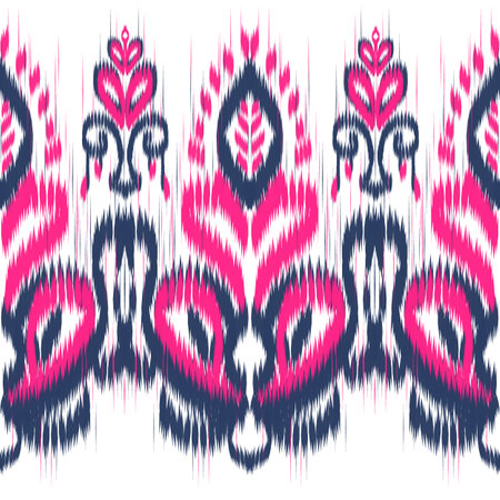 Ikat border. Geometric folk ornament. Tribal vector texture. Seamless striped pattern in Aztec style. Ethnic embroidery. Indian, Scandinavian, Gypsy, Mexican, African rug.の写真素材