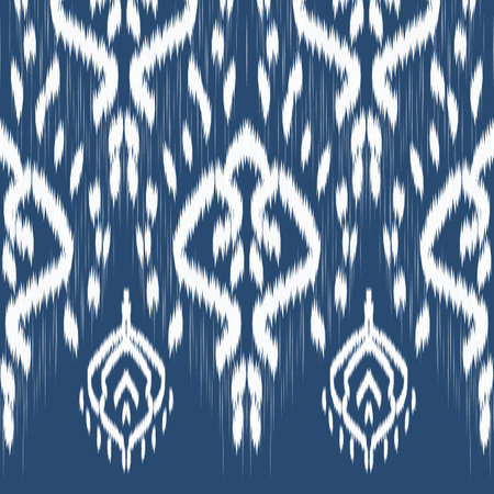 Ikat border. Geometric folk ornament. Tribal vector texture. Seamless striped pattern in Aztec style. Ethnic embroidery. Indian, Scandinavian, Gypsy, Mexican, African rug.の写真素材