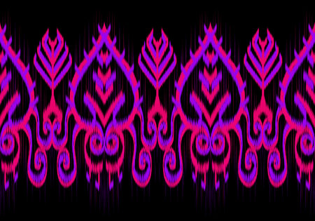 Ikat geometric folklore ornament with diamonds. Tribal ethnic vector texture. Seamless striped pattern in Aztec style. Folk embroidery. Indian, Scandinavian, Gypsy, Mexican, African rug.の写真素材