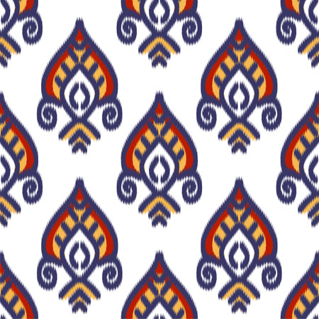 Ikat geometric folklore ornament. Oriental vector damask pattern. Ancient art of Arabesque. Tribal ethnic texture. Spanish motif on the carpet. Aztec style. Indian rug. Gypsy, Mexican embroidery.の写真素材
