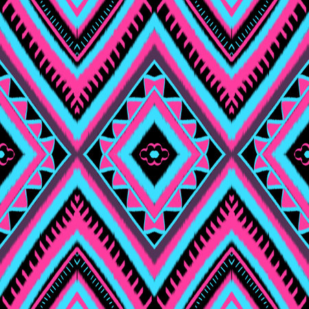 Ikat geometric folklore ornament with diamonds. Tribal ethnic vector texture. Seamless striped...