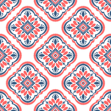 Ikat Flower Pattern Ethnic Geometric native tribal boho motif aztec textile fabric carpet mandalas...