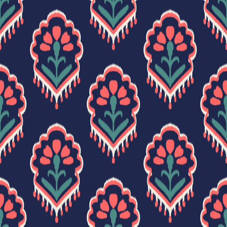flowers Ikat Pattern Ethnic Geometric native tribal boho motif aztec textile fabric carpet mandalas African American background backdrop illustrations tile paper texture fabric cerの写真素材