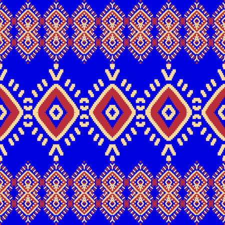 Ikat geometric folklore ornament. Tribal ethnic vector texture. Seamless striped pattern in Aztec style. Figure tribal embroidery. Indian, Scandinavian, Gypsy, Mexican, folk pattern.の写真素材