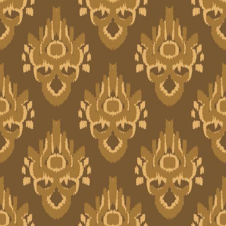 Ikat geometric folklore ornament. Oriental vector damask pattern. Ancient art of Arabesque. Tribal ethnic texture. Spanish motif on the carpet. Aztec style. Indian rug. Gypsy, Mexican embroidery.の写真素材